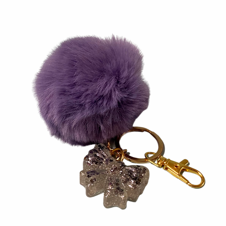 Purple pom pom keychain hot sale